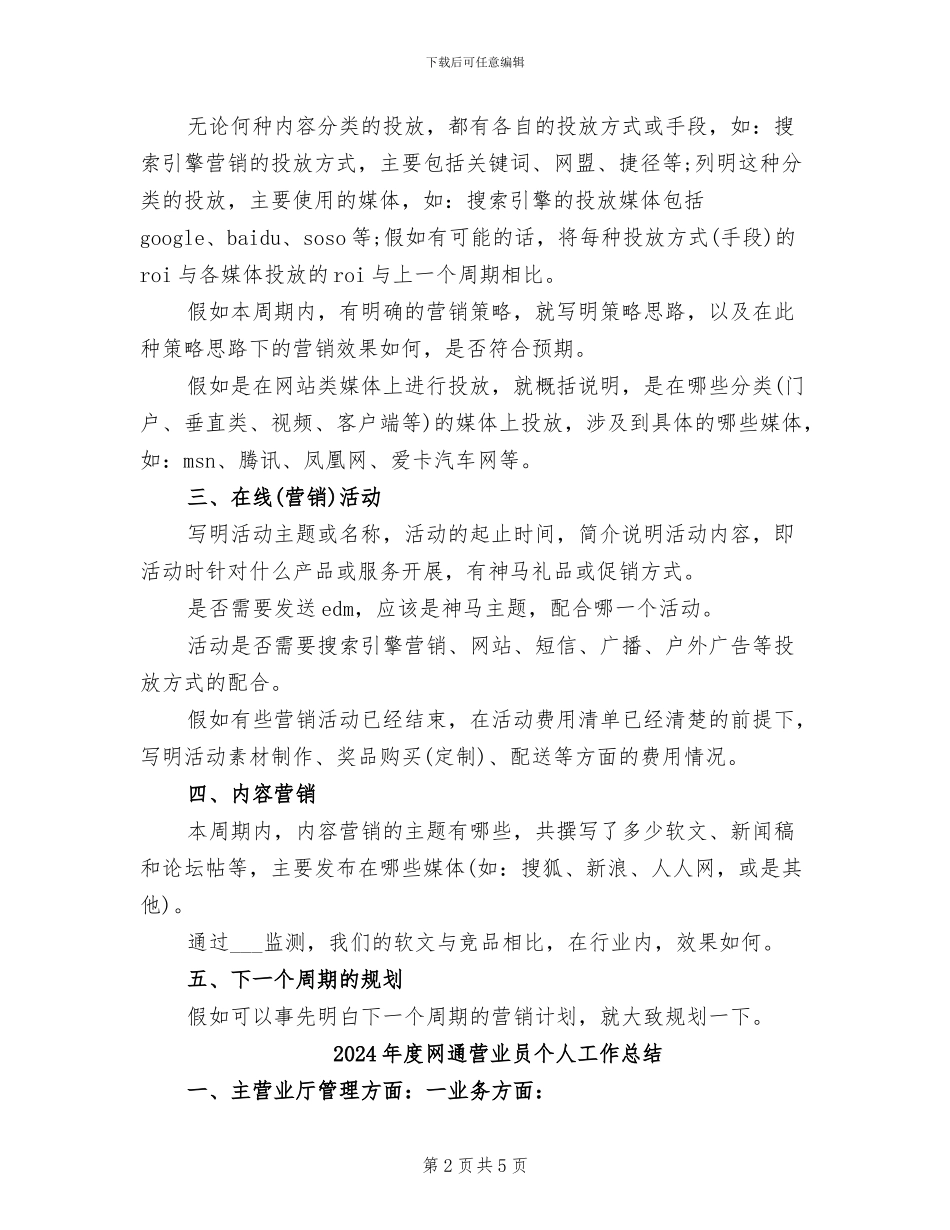 2024年度网络营销个人总结范文_第2页