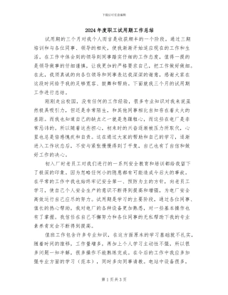 2024年度职工试用期工作总结