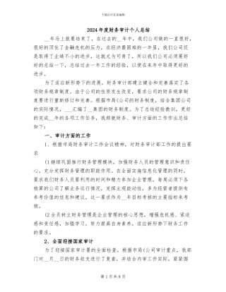 2024年度财务审计个人总结