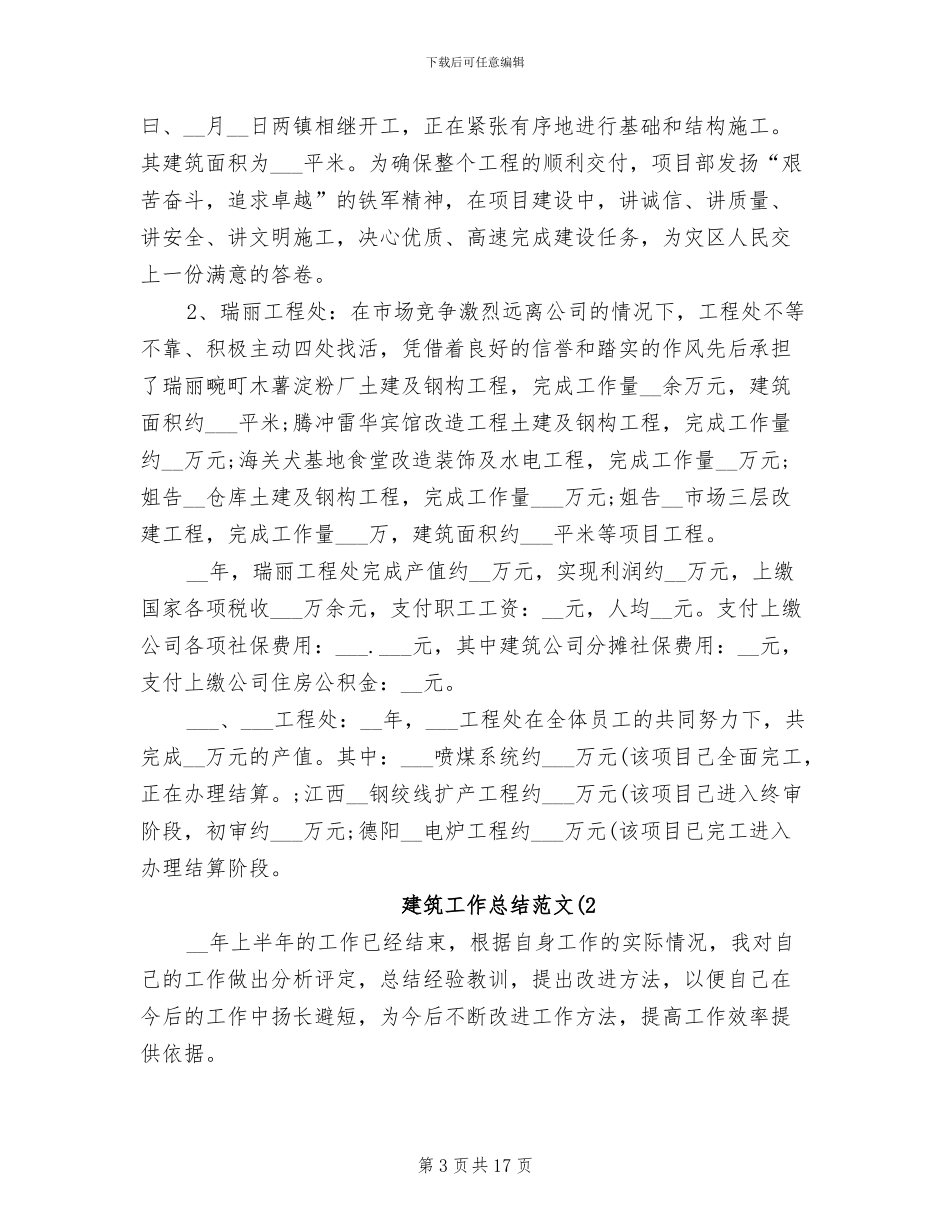 2024年建筑工作总结合辑_第3页