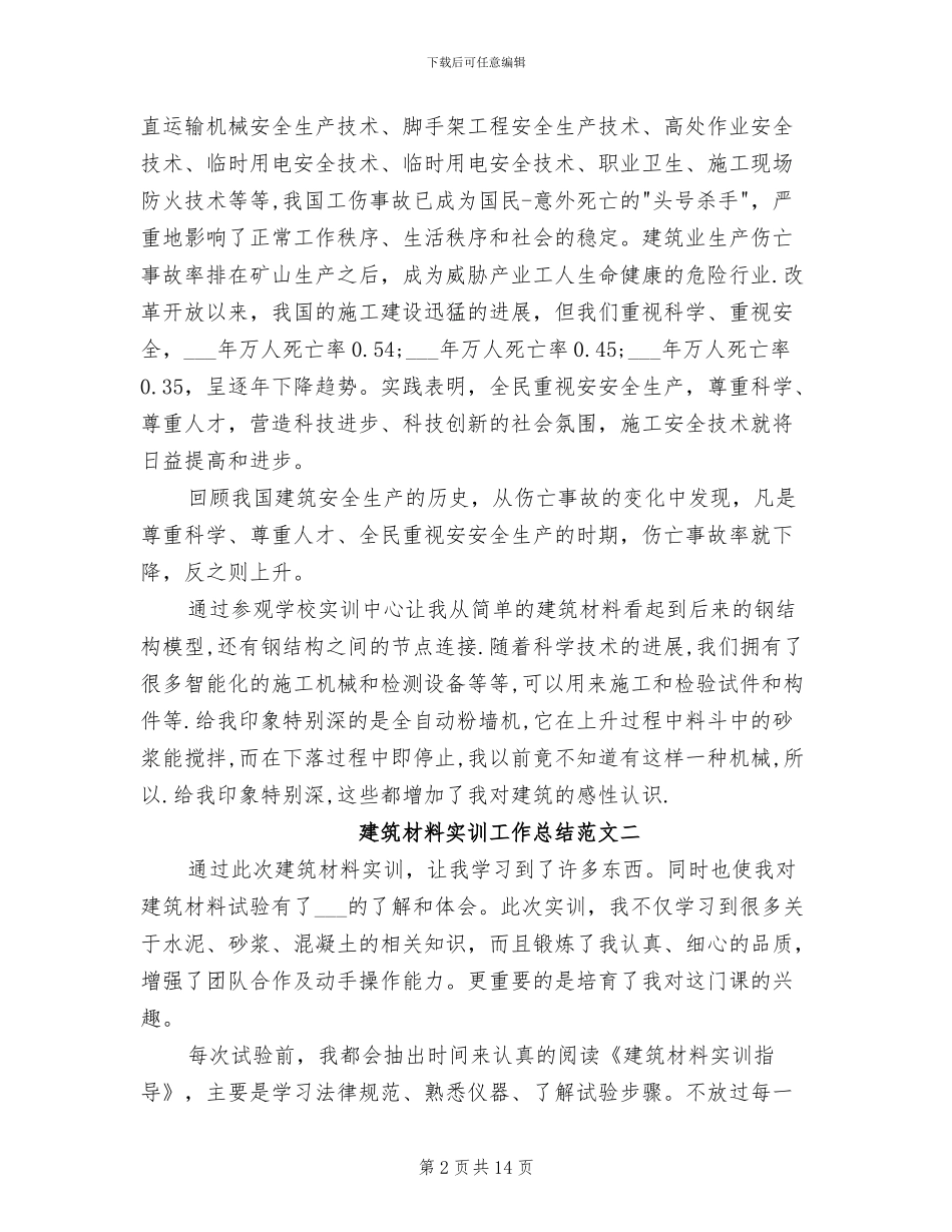 2024年建筑材料实训工作总结范文_第2页