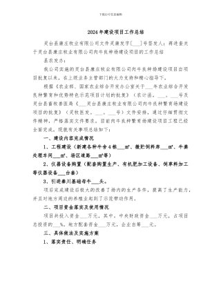 2024年建设项目工作总结
