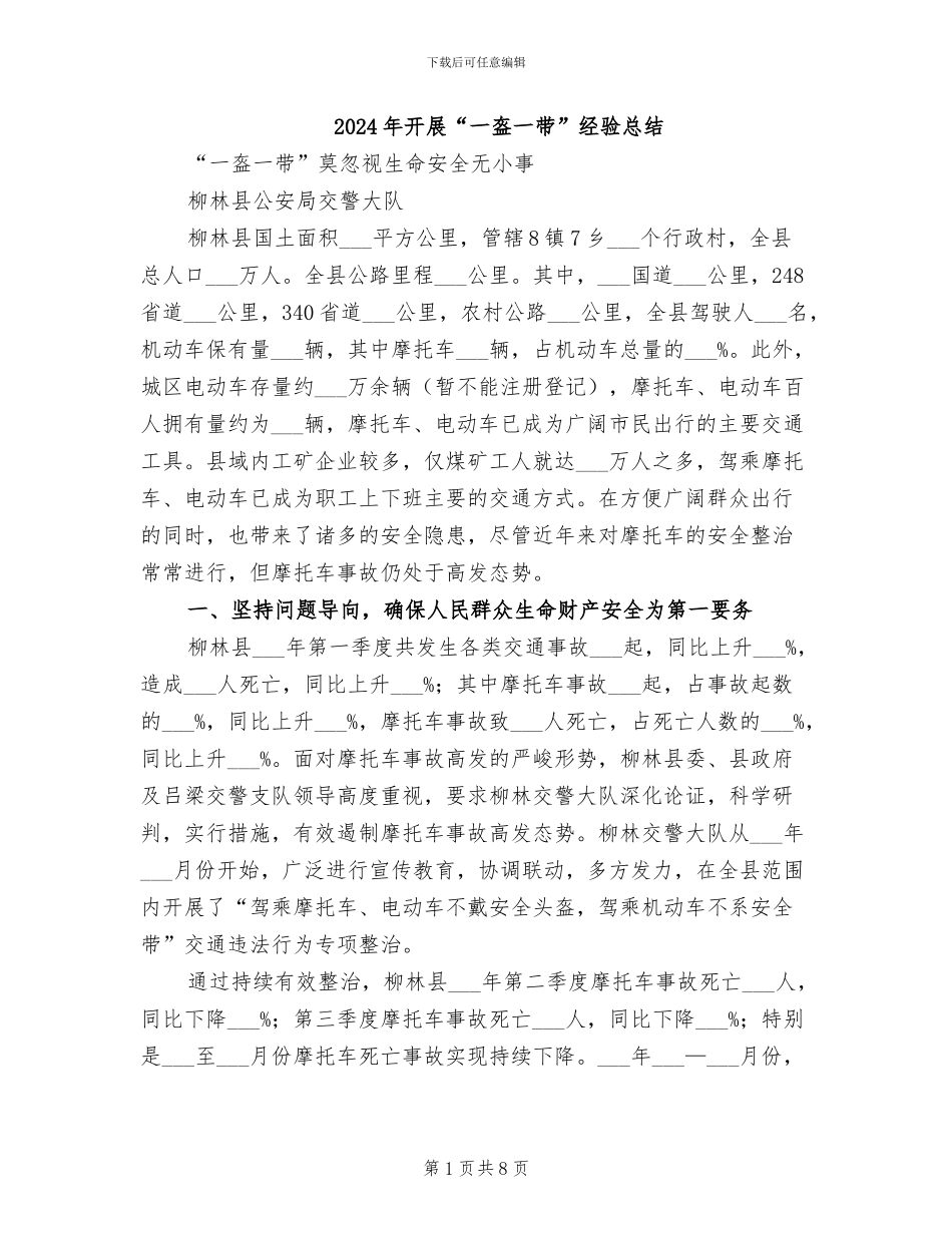 2024年开展“一盔一带”经验总结_第1页