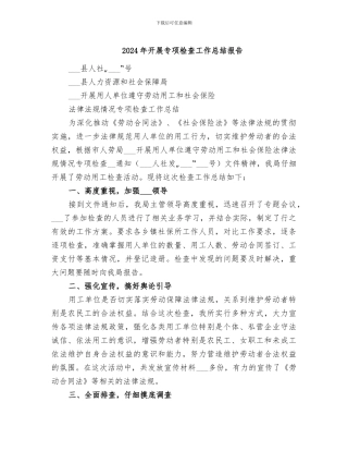 2024年开展专项检查工作总结报告