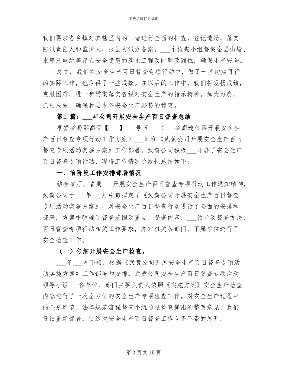 2024年开展安全生产百日督查工作总结_第3页