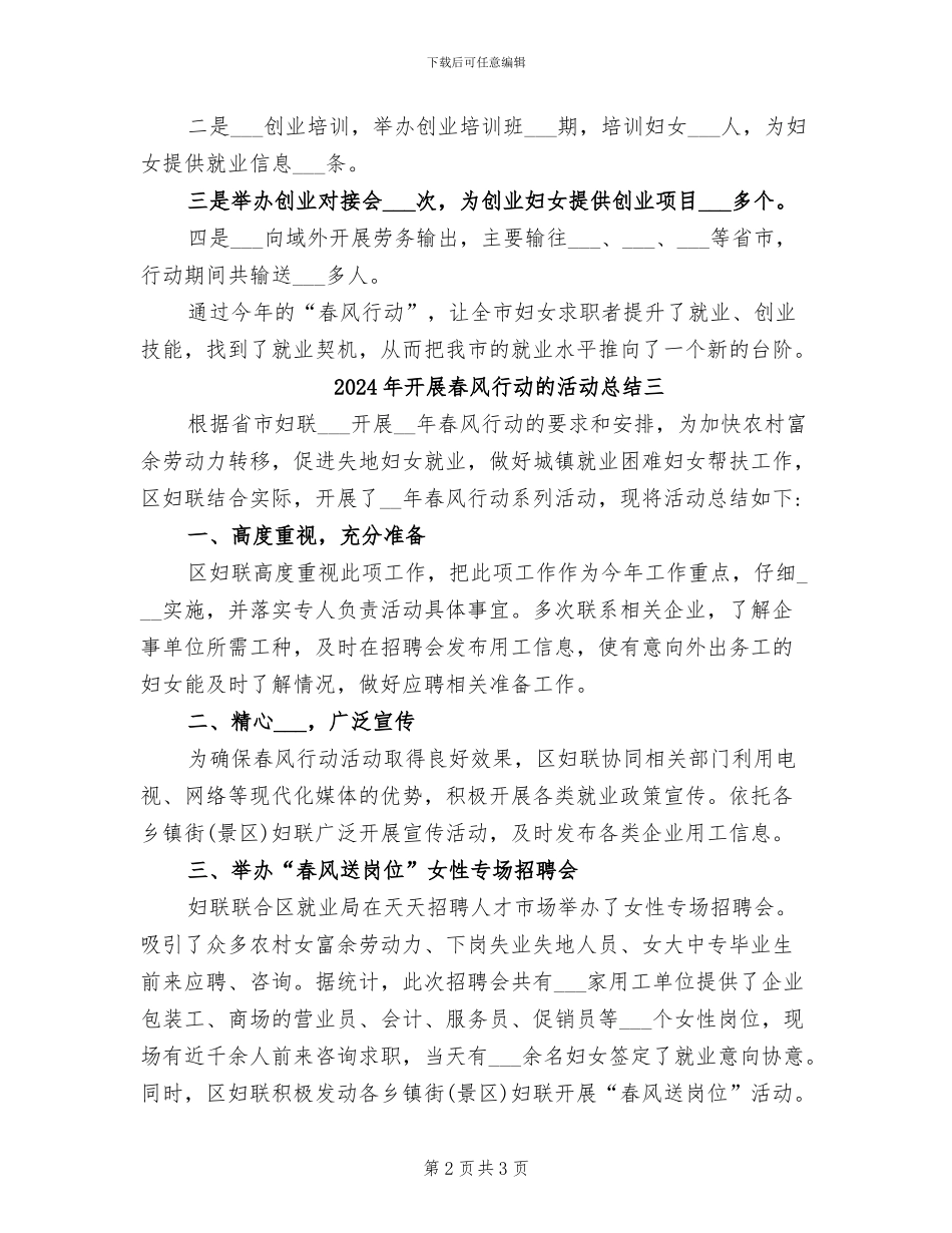 2024年开展春风行动的活动总结一_第2页