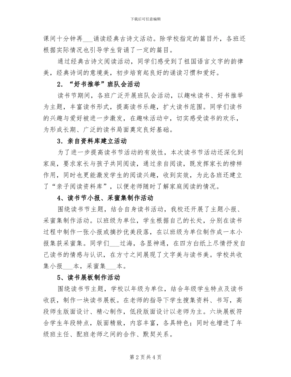 2024年开展校园阅读活动的总结三_第2页