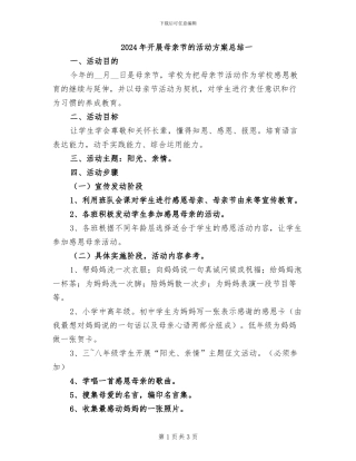 2024年开展母亲节的活动方案总结一