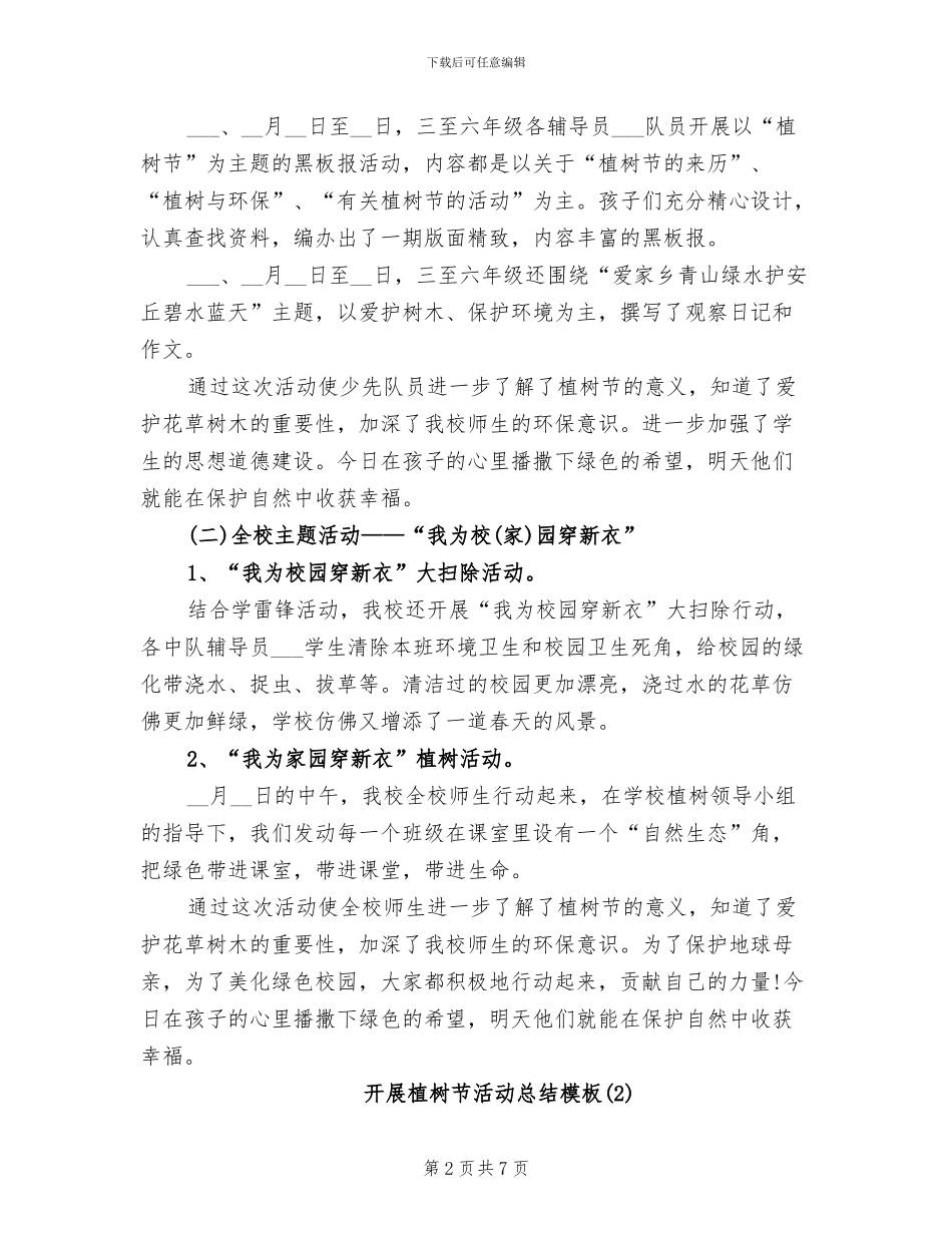 2024年开展植树节活动总结模板_第2页
