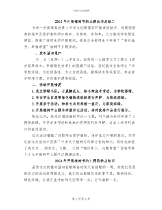 2024年开展植树节的主题活动总结二
