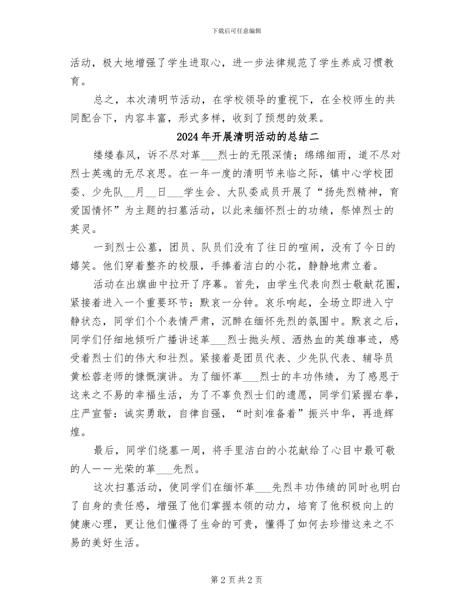 2024年开展清明活动的总结三_第2页