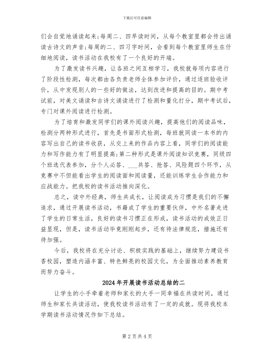 2024年开展读书活动总结的三_第2页