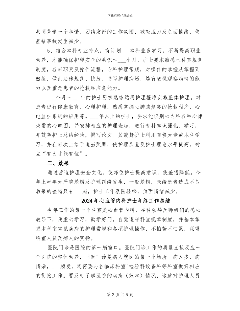 2024年心血管内科护士年度工作总结_第3页