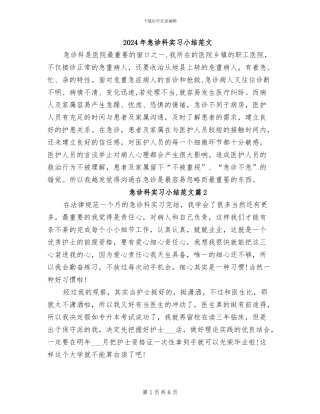 2024年急诊科实习小结范文