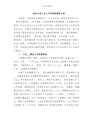 2024年总工会上半年组织建设小结