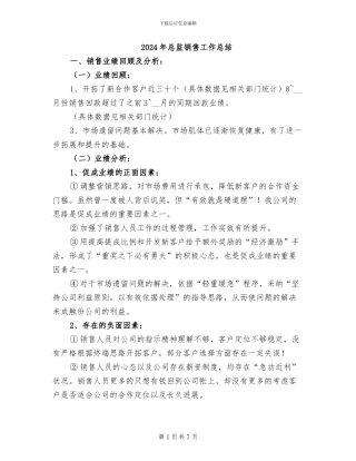 2024年总监销售工作总结