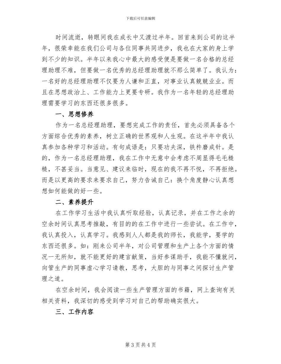 2024年总经理助理上半年工作总结范例_第3页