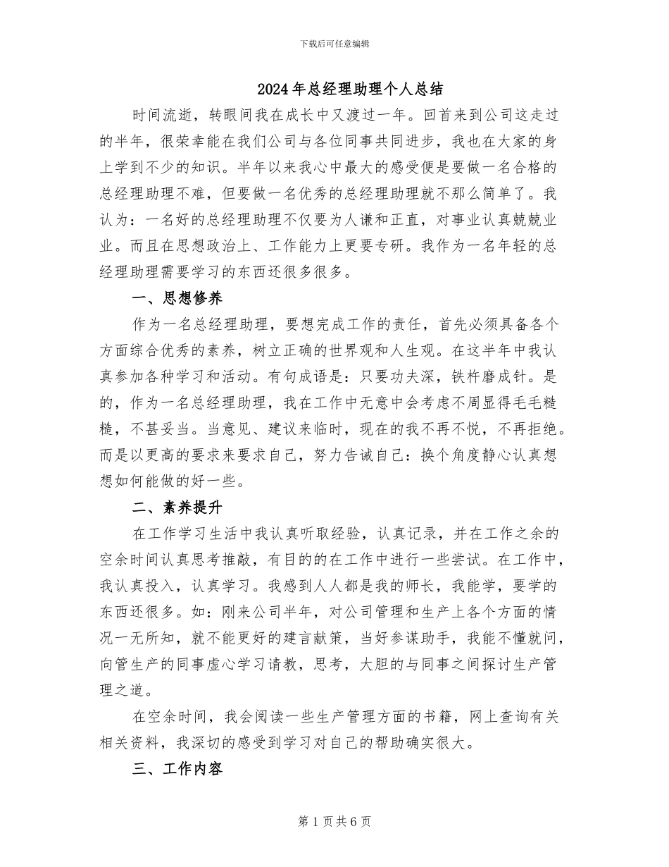 2024年总经理助理个人总结_第1页