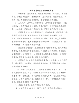 2024年总结生活中的经典句子