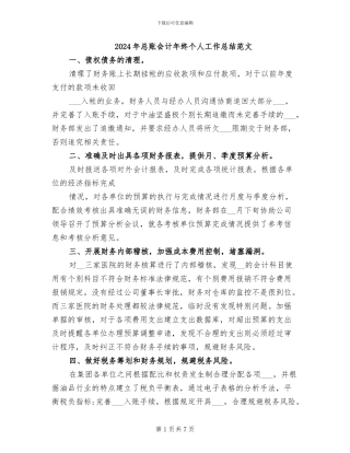 2024年总账会计年终个人工作总结范文