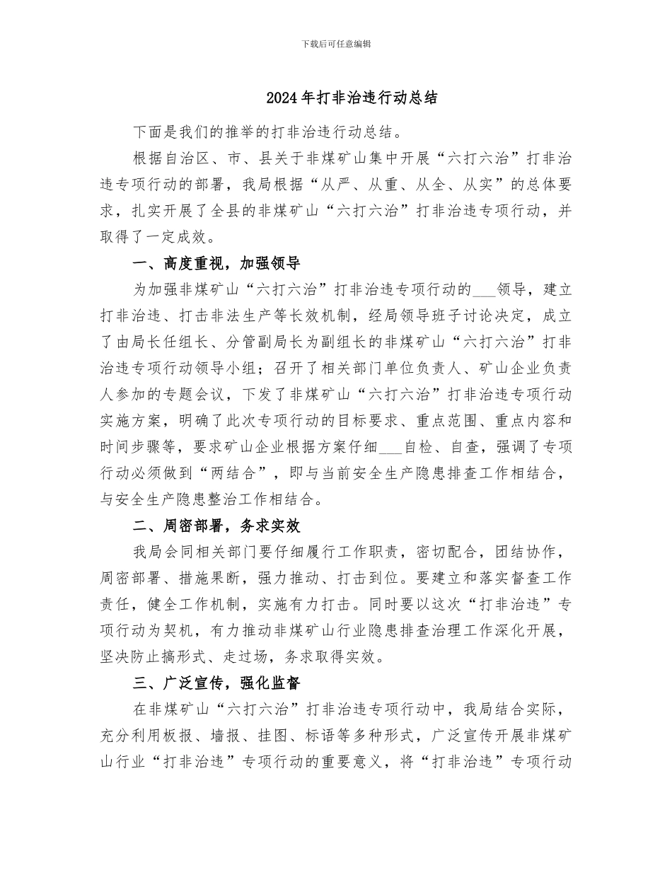 2024年打非治违行动总结_第1页