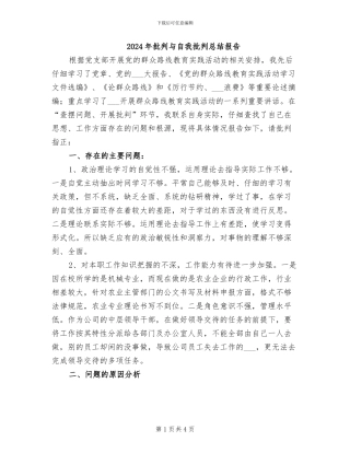2024年批评与自我批评总结报告