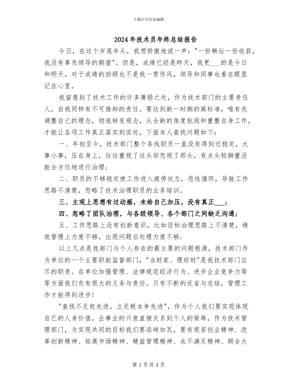2024年技术员年终总结报告_第1页