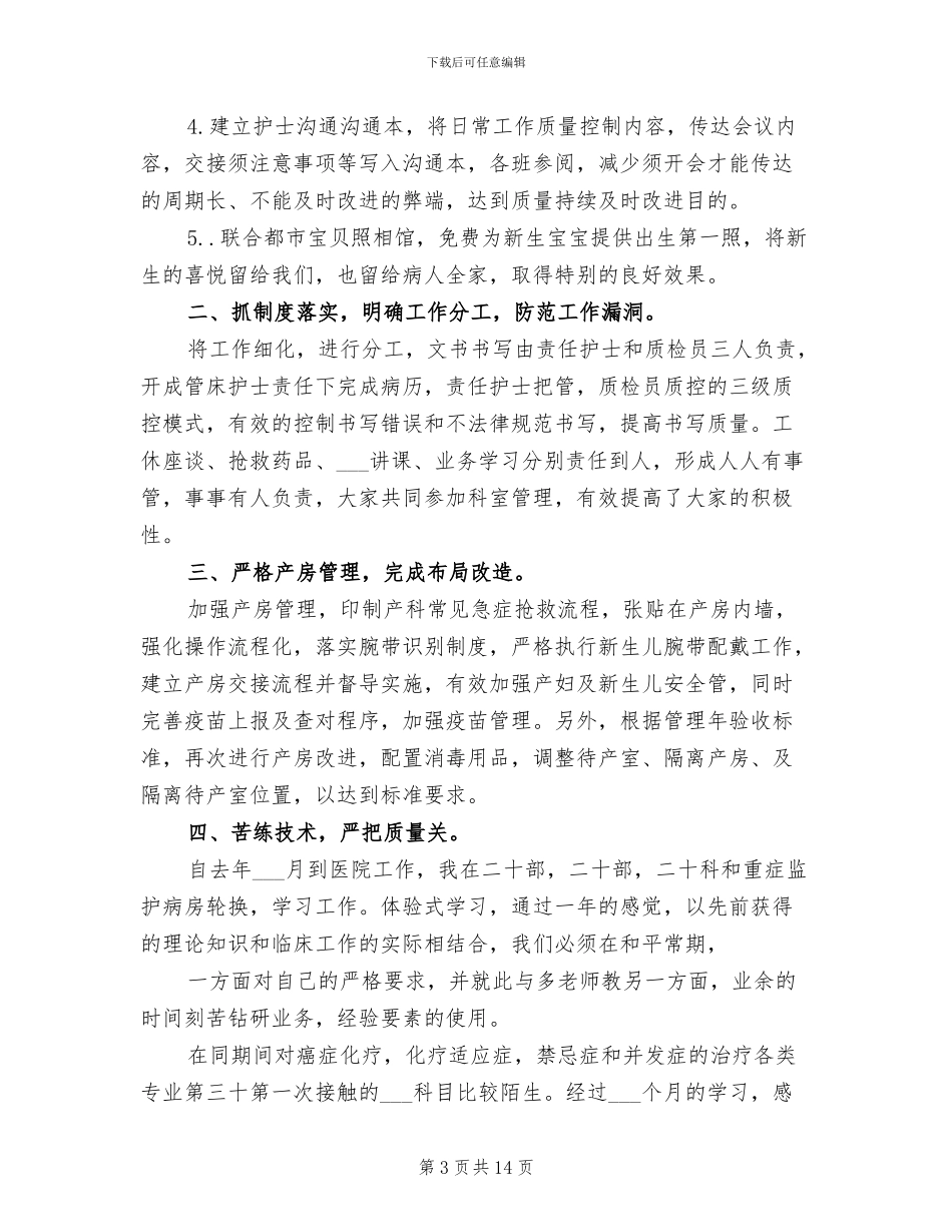 2024年护土长季度个人工作总结_第3页