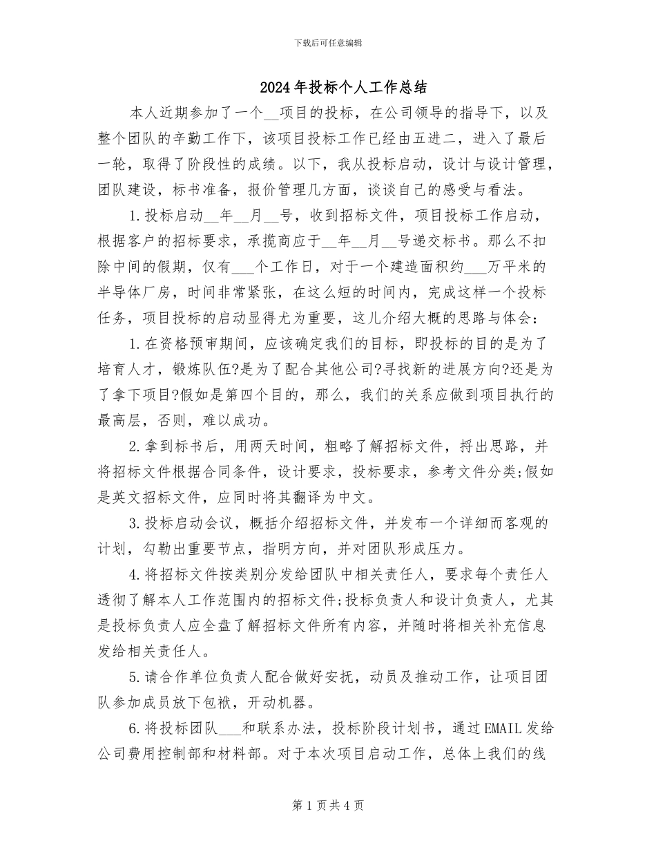 2024年投标个人工作总结_第1页