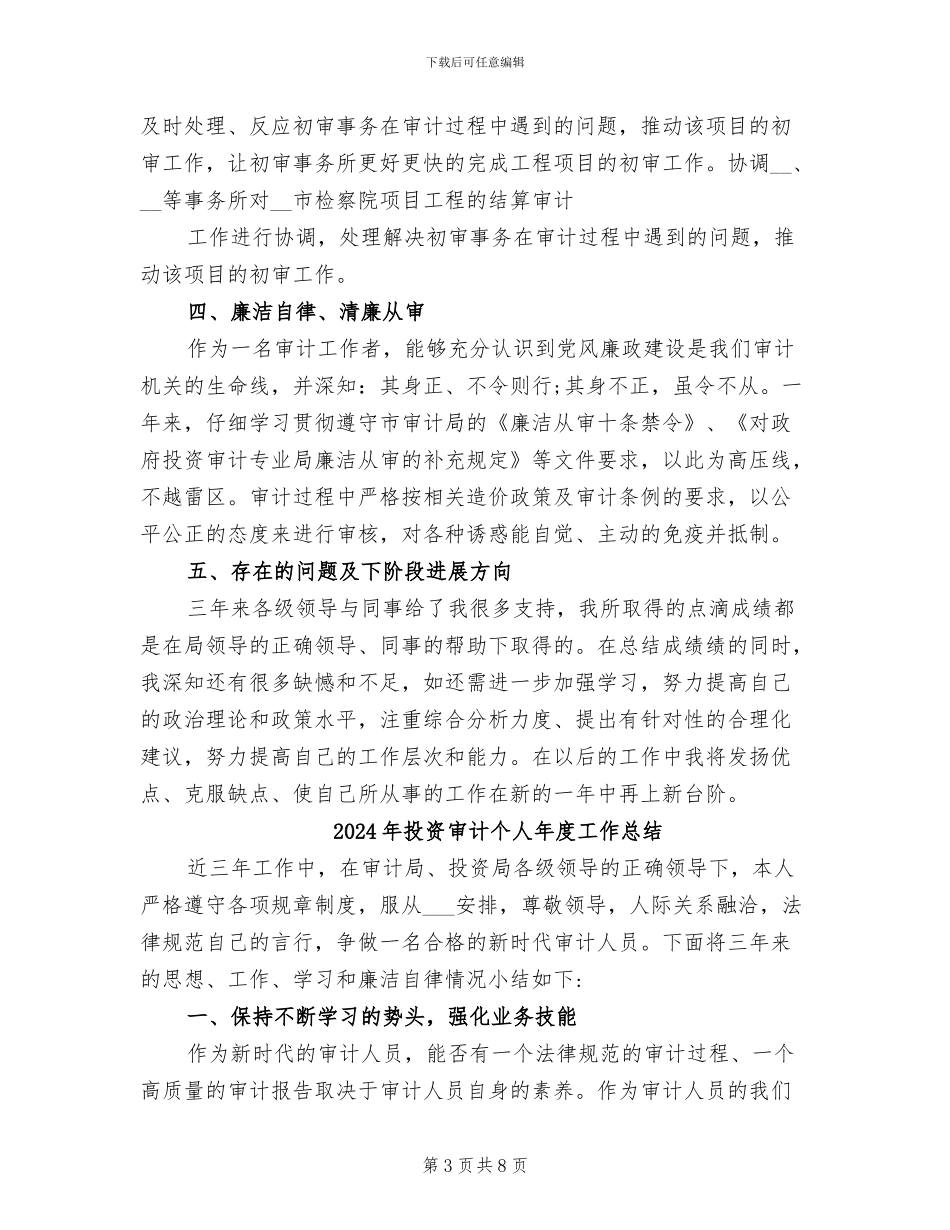 2024年投资审计个人工作总结_第3页
