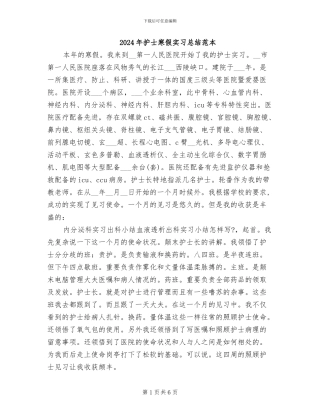 2024年护士寒假实习总结范本