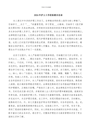 2024年护士工作经验教训总结
