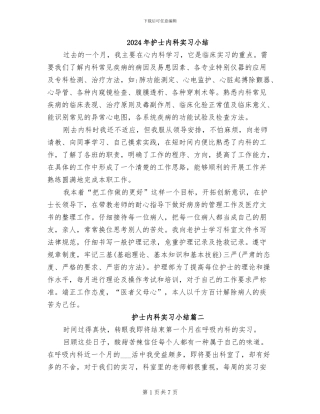 2024年护士内科实习小结