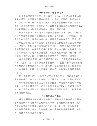 2024年护士工作总结门诊