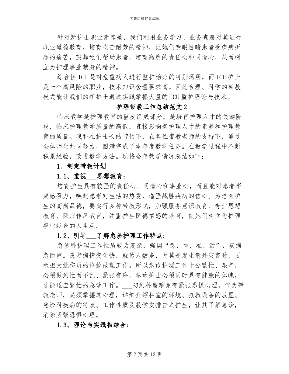 2024年护士带教工作总结范文_第2页