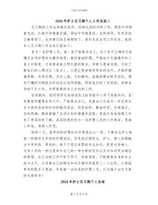 2024年护士见习期个人工作总结二