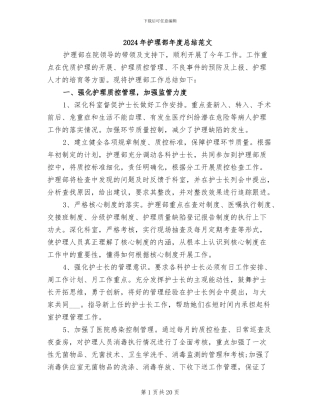 2024年护理部年度总结范文