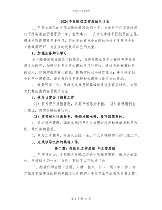 2024年报账员工作总结及计划