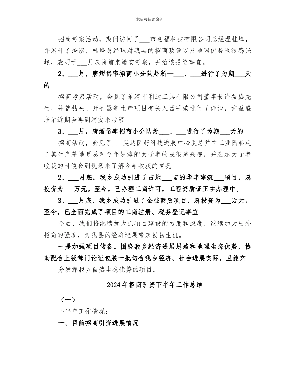 2024年招商引资上半年总结范本_第2页