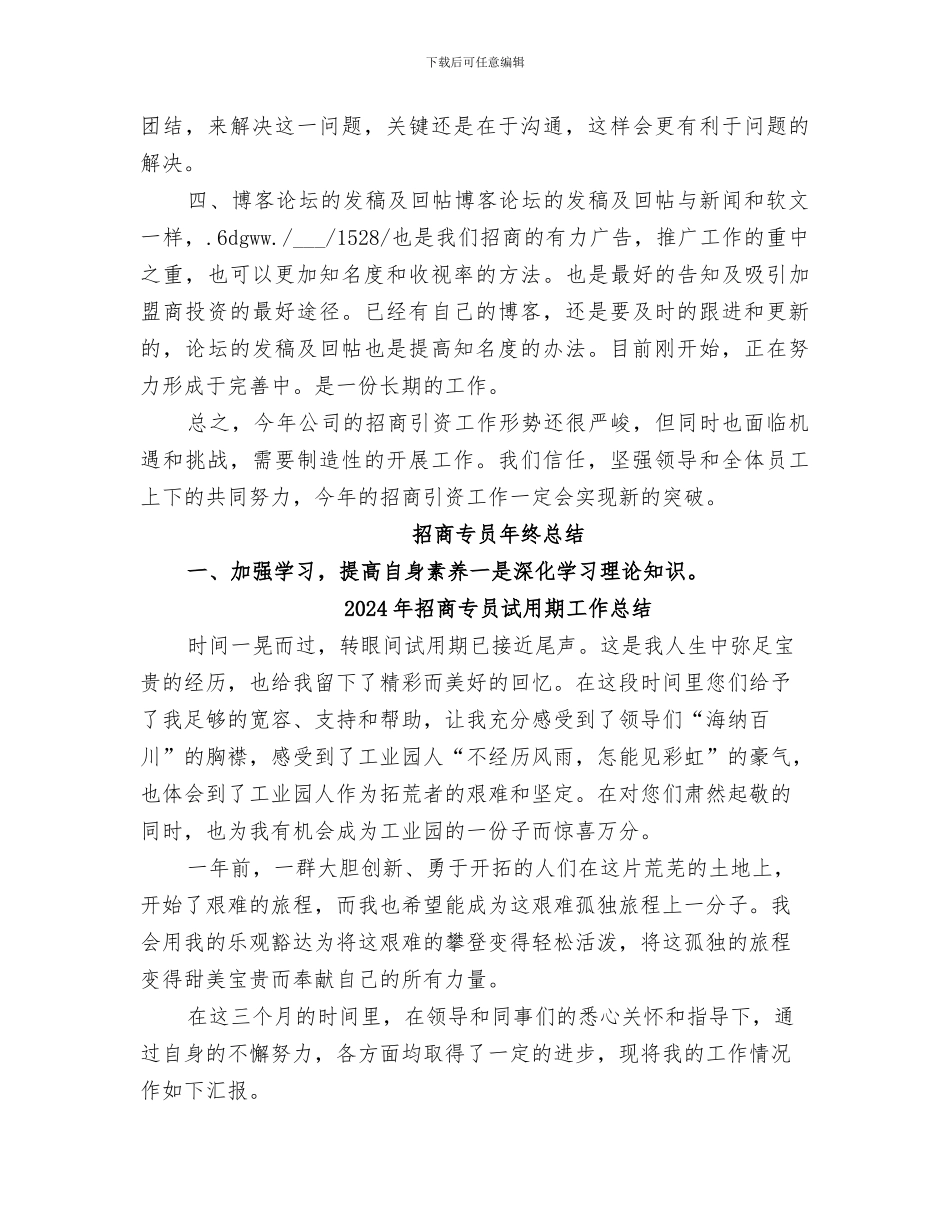 2024年招商专员年终总结_第3页