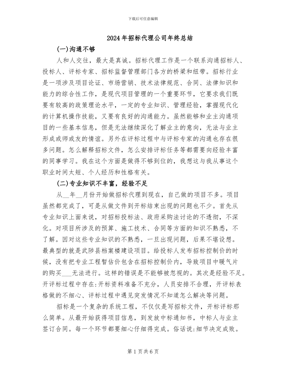 2024年招标代理公司年终总结_第1页