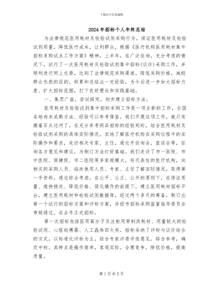 2024年招标个人年终总结