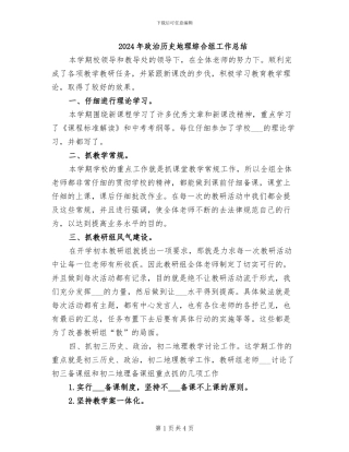 2024年政治历史地理综合组工作总结