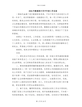 2024年数据统计员半年度工作总结