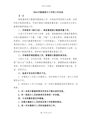 2024年数据统计工作的工作总结