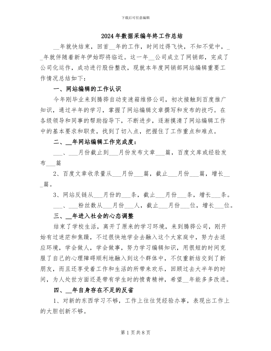 2024年数据采编年终工作总结_第1页