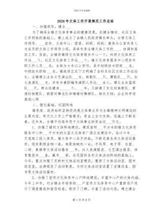 2024年文体工作开展情况工作总结