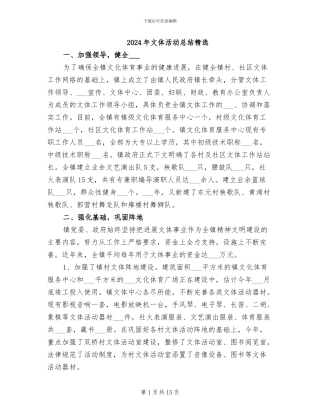 2024年文体活动总结精选
