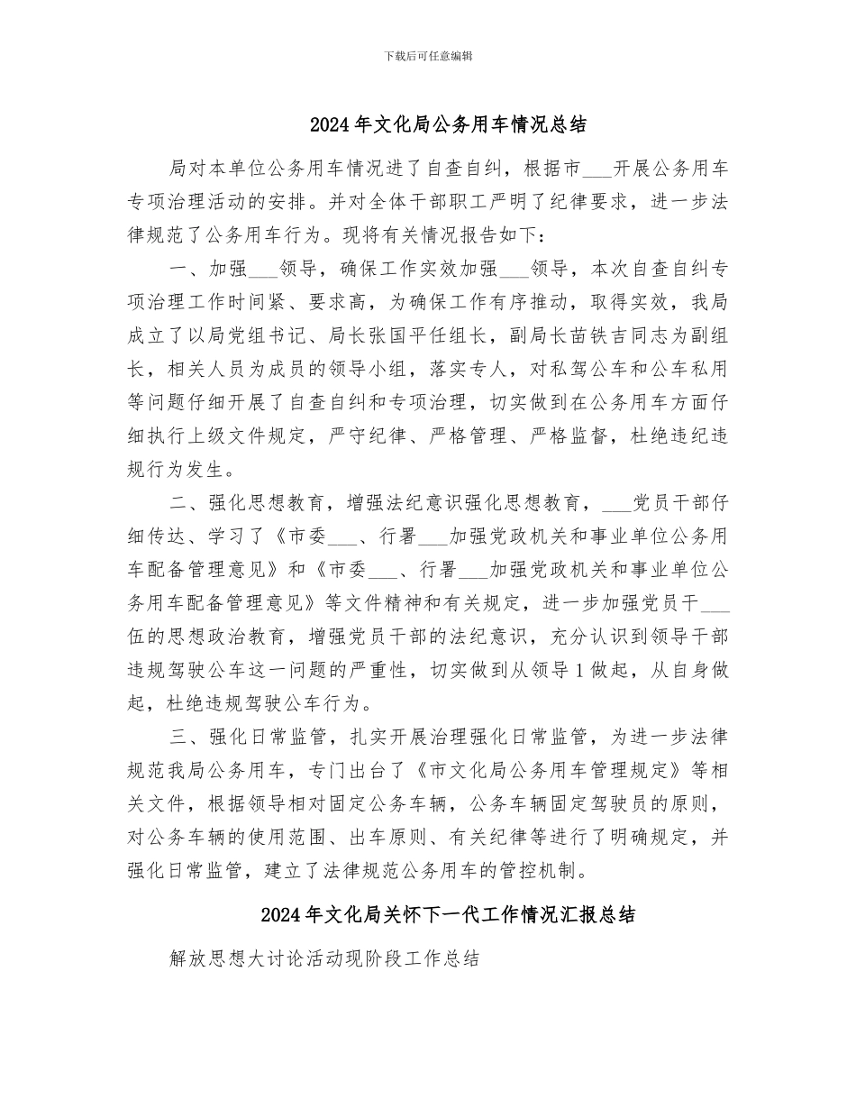 2024年文化局公务用车情况总结_第1页