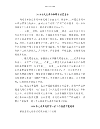 2024年文化局公务用车情况总结